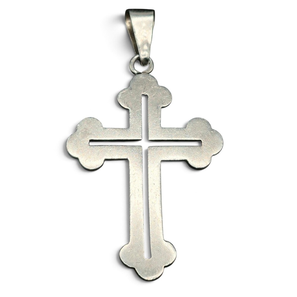 Taxco Mexico Sterling Silver Cutout Cross Pendant Men OS Silver Excellent‎ 925